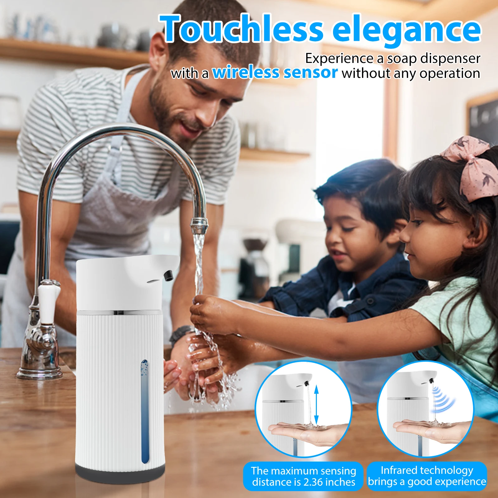 Automatic Wall Mounted Soap Dispenser with 4 Level Adjustment