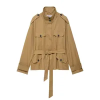 HipSeam Mid Waist Pants Set Women Casual Autumn High Collar Short Trench Coat Shorts Button Skort Female Outfit - Image 3