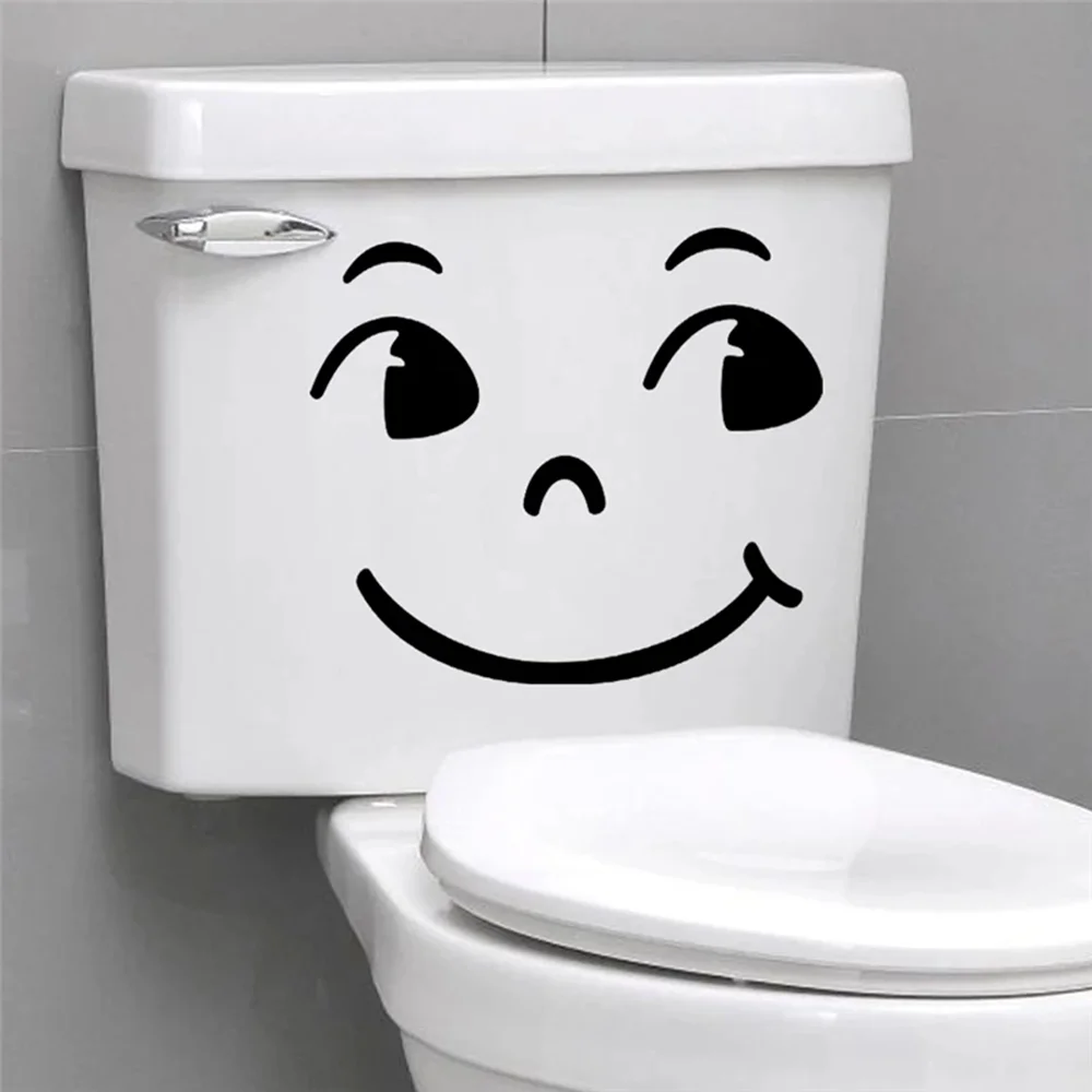 

Big Eyes Smile Face Toilet Stickers Wall Decoration Diy Vinyl Adesivos De Paredes Home Decals Water Closet Mural Art Removable