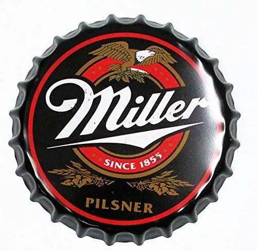 

Miller Decorative Bottle Caps Metal Tin Signs Cafe Beer Bar Decoration Plat Inches Wall Art Plaque Vintage Home Decor