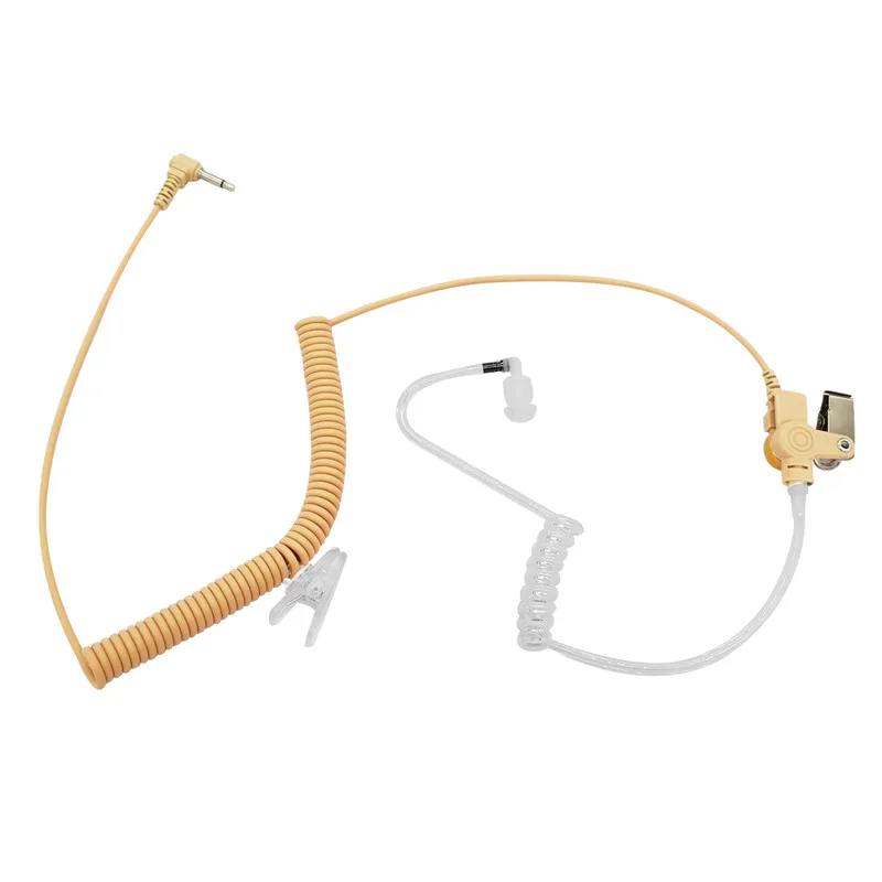 Black Color L Plug Coil Cable, 3.5mm, Surveillance Headset, Acoustic Tube, Audio Kit, Radio Earpiece, 2Pack