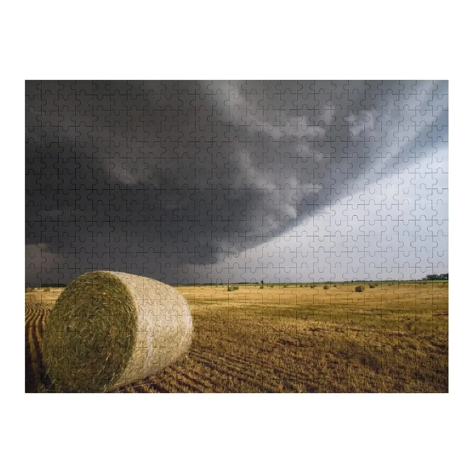 

Spinning Gold - Round Hay Bale and Storm in Kansas Jigsaw Puzzle Custom Child Personalized Toy Puzzle