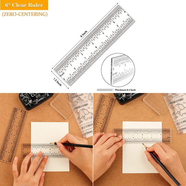 Multifunctional Zero-Centering 6 Clear Acrylic Ruler for No More Counting  Tick Marks DIY Scrapbooking Card