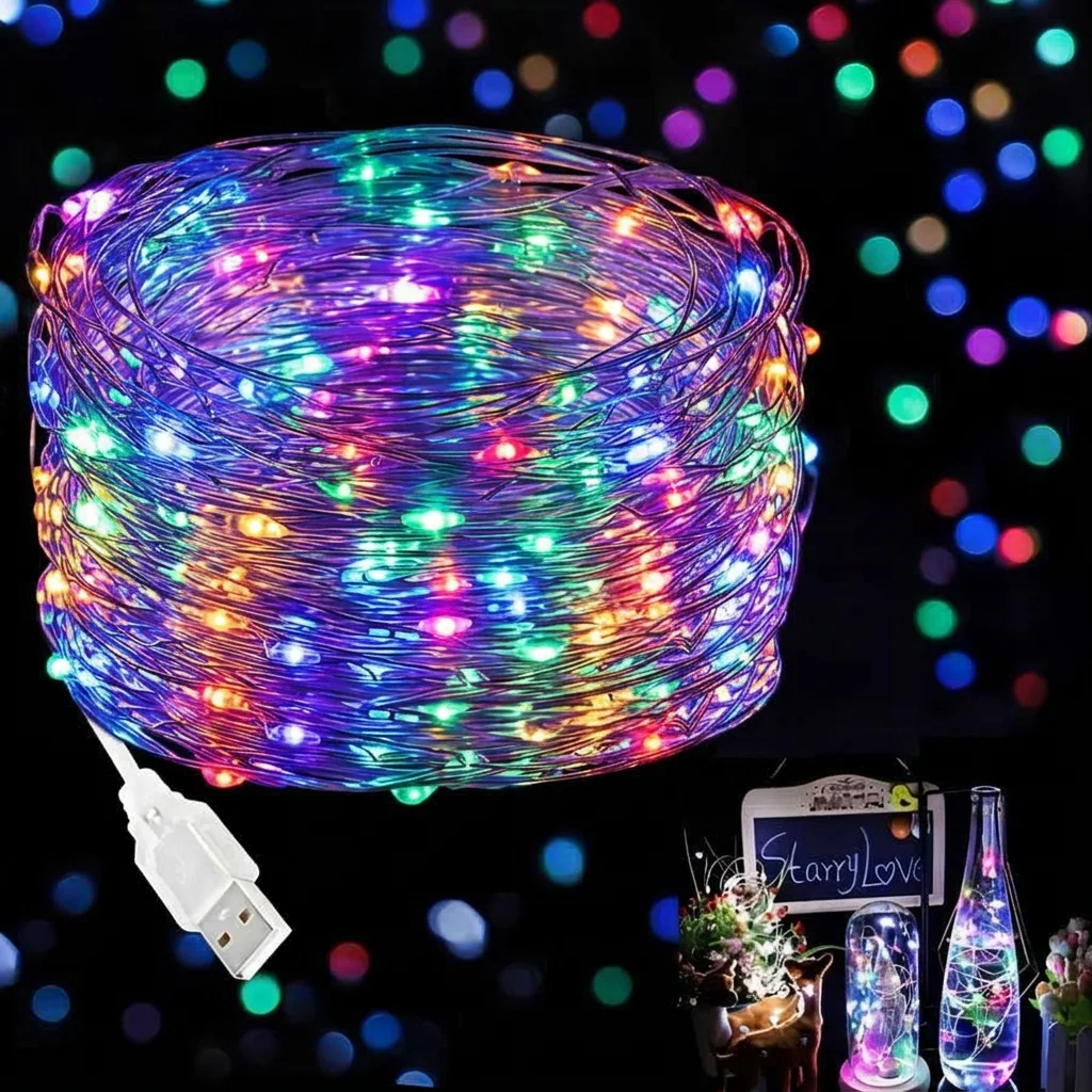 USB-Powered 50/100 LED Fairy Lights - Warm White, White, Multicolor - Ideal for Indoor/Outdoor Décor