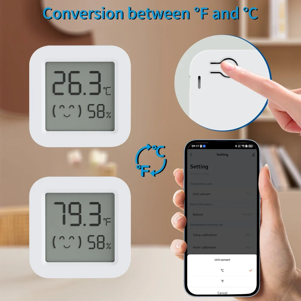 Tuya bluetooth-compatible Temperature Humidity Sensor LCD Thermometer Mini Smart Electric Hygrometer APP Remote Control Home