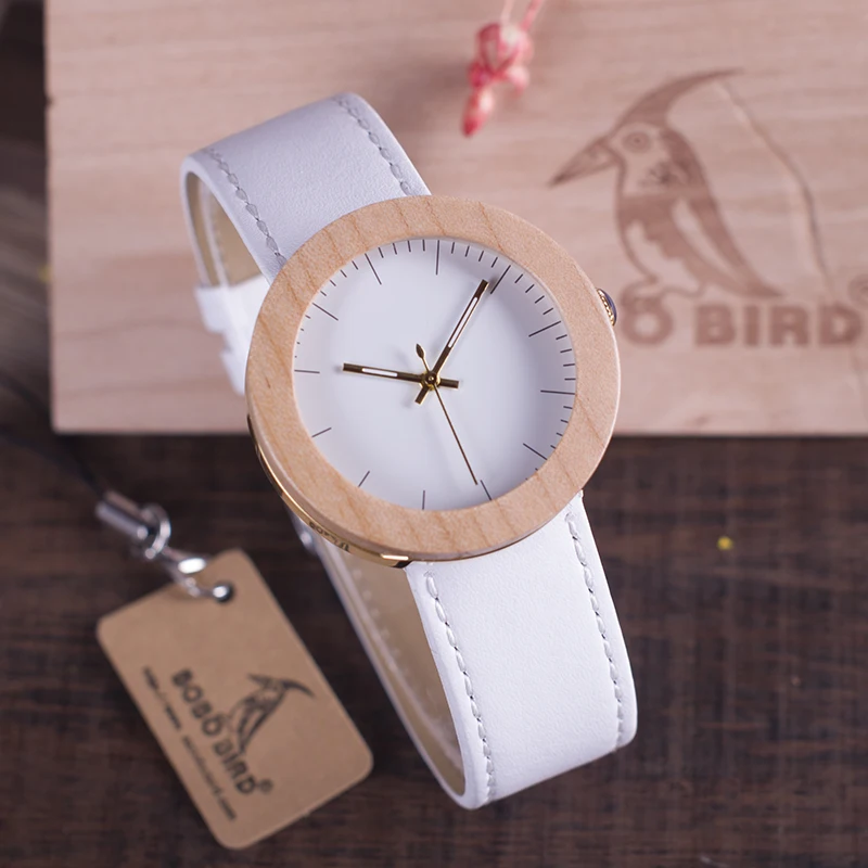 

BOBO BIRD Women Wooden Watches Ladies Quartz Wristwatch Japan Movement Wooden Timepieces Leather Strap With Wooden Gift