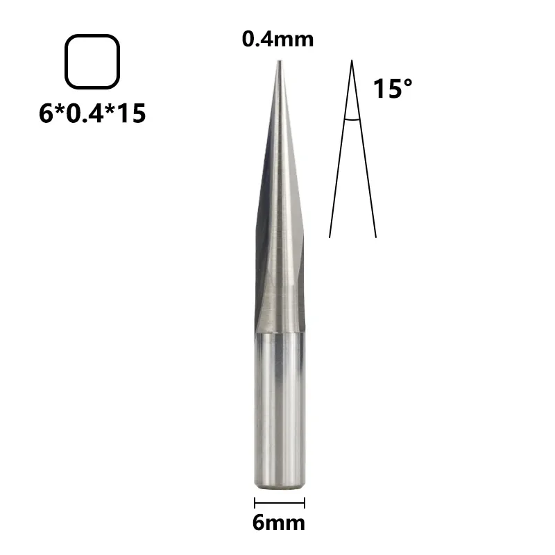 Turnextte 2 Punte Per Fresatrice CNC Incisione A V 30° - Punta Singola 0,1mm, Gambo 1/4", Rivestimento Nano NACo, Per Legno E MDF