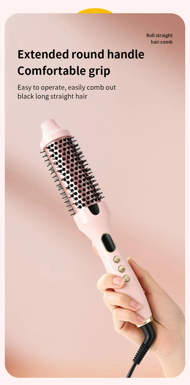 Escova alisadora e modeladora de cabelo profissional com aquecimento ptc_voghion.com