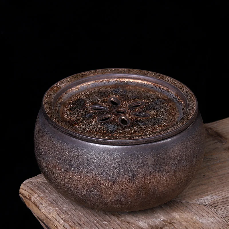 Hand Washing Cup Retro Gilt Stoneware Tea Washer Cup Washing Large Ceramic Handmade Basin Built Water Residue Bucket Bowl