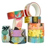 10Pcs Geometry Washi Tapes Stationery Masking Tape Scrapbook Gold Foil Decorative Adhesive Tape Journal Supplies Washi Tape Set 2
