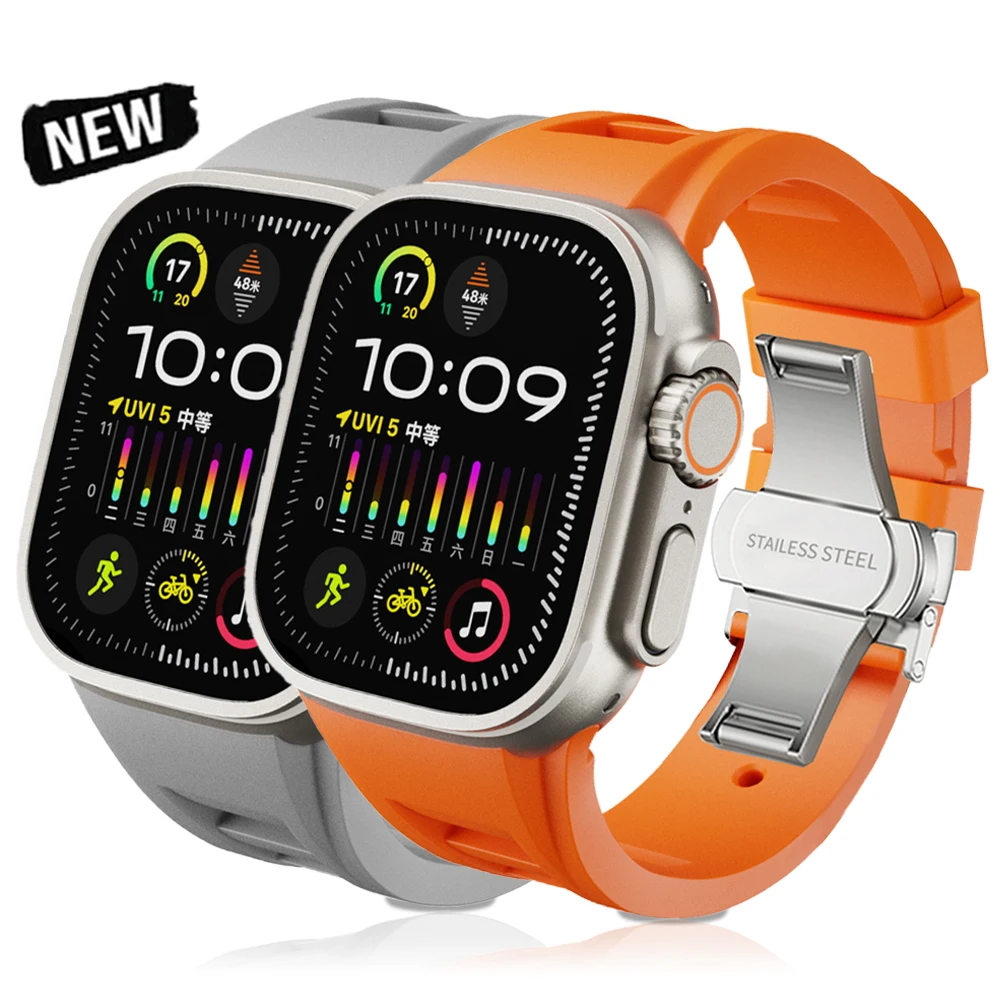 

Ремешок силиконовый для Apple Watch Ultra 2 1 49 мм 9 8 7 45 мм, резиновый браслет для IWatch Series 6 5 4 3 SE 42 мм 44 мм