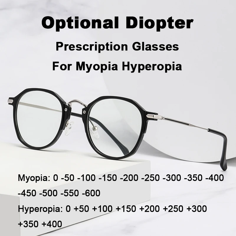 

Men's TR Metal Prescription Eyewear Blue Light Blocking Reading Glasses Computer Plain Myopia Hyperopia Retro Spectacles