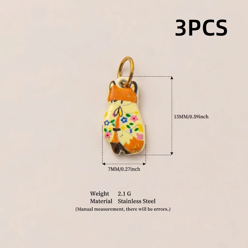 3 Stück Modische Bunte Beliebte Tier-Serie Welpen Fuchs Schmetterling Libelle DIY Anhänger Charms für Schmuck – Detail 3