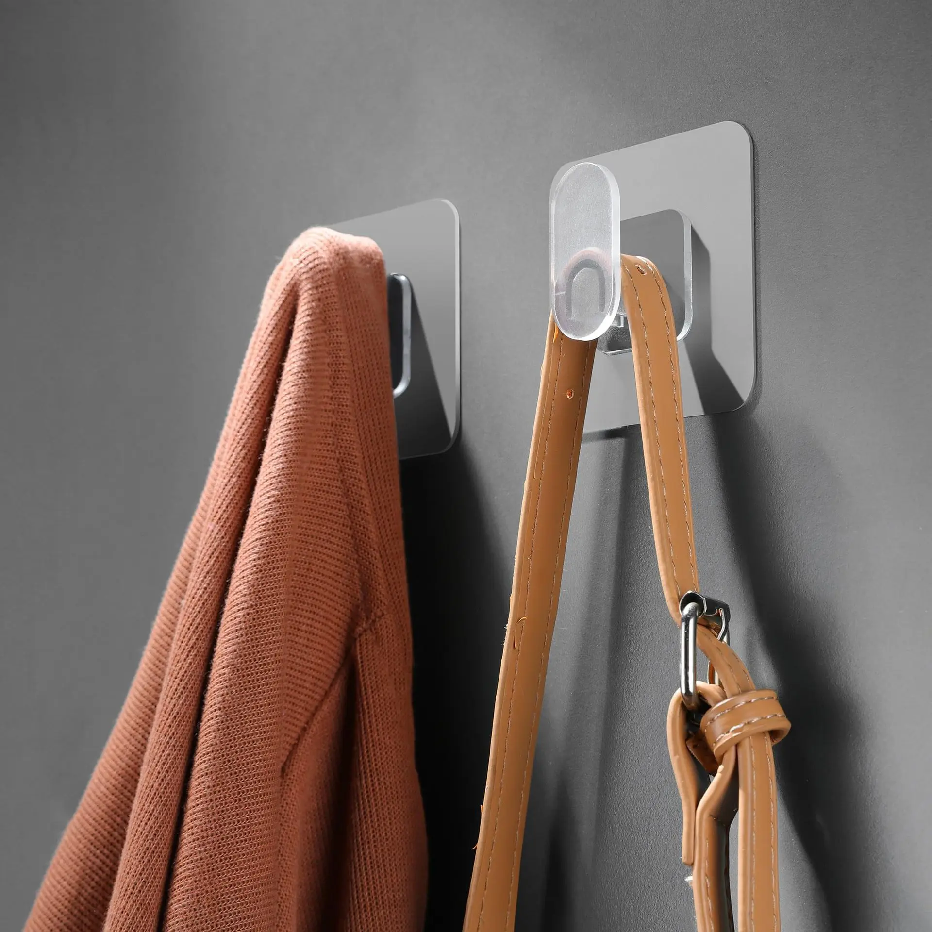 10Pcs Self-Adhesive Strong Hooks Bathroom Towel Clothes Transparent Sticky Hooks Key Holder Multi-Purpose Kitchen Wall Organizer