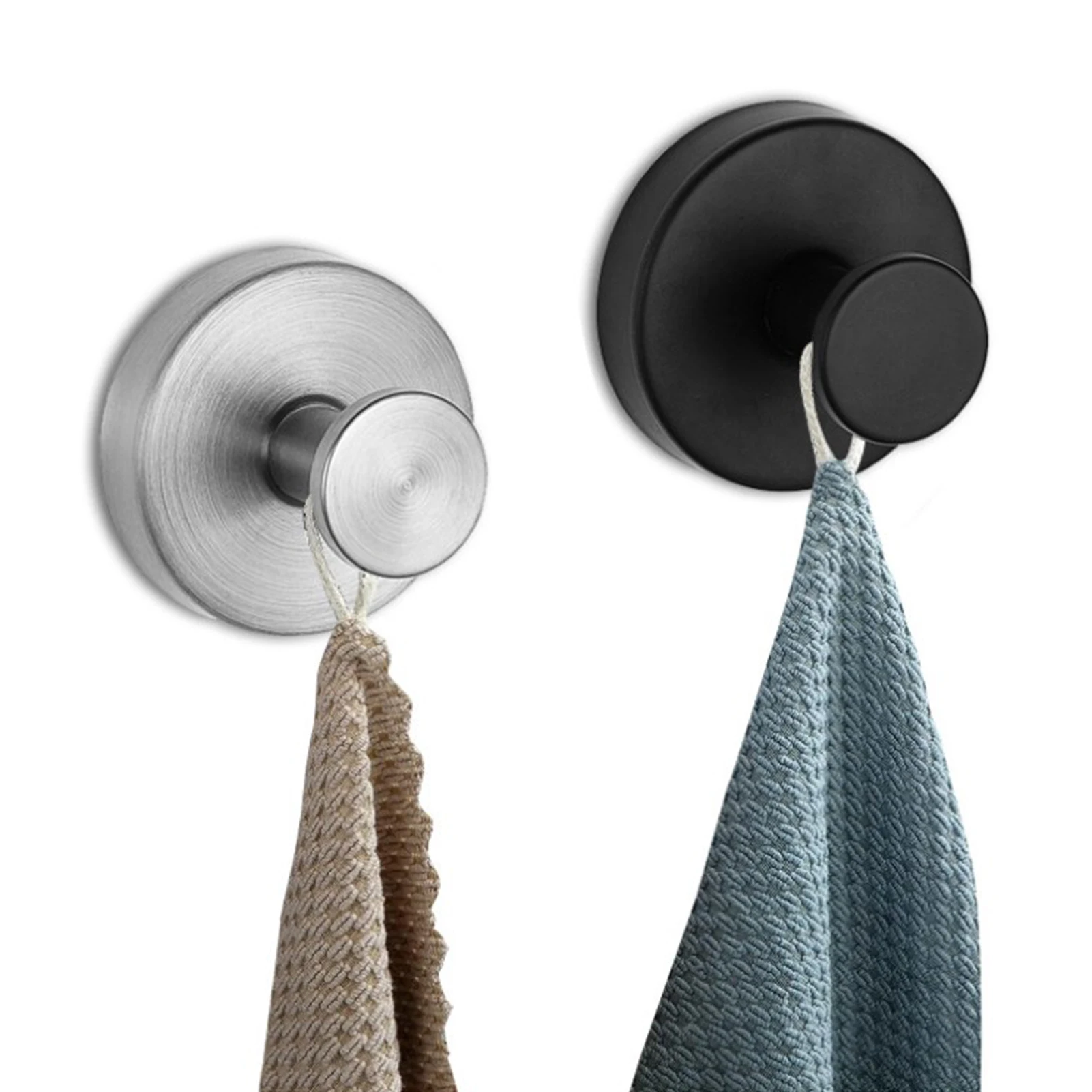 

Black Silver Vacuum Suction Cup Hooks Punch Free Bath Sucker Hook Wall Hook Hanger Glass Kitchen Bathroom Hook for Towel Handbag