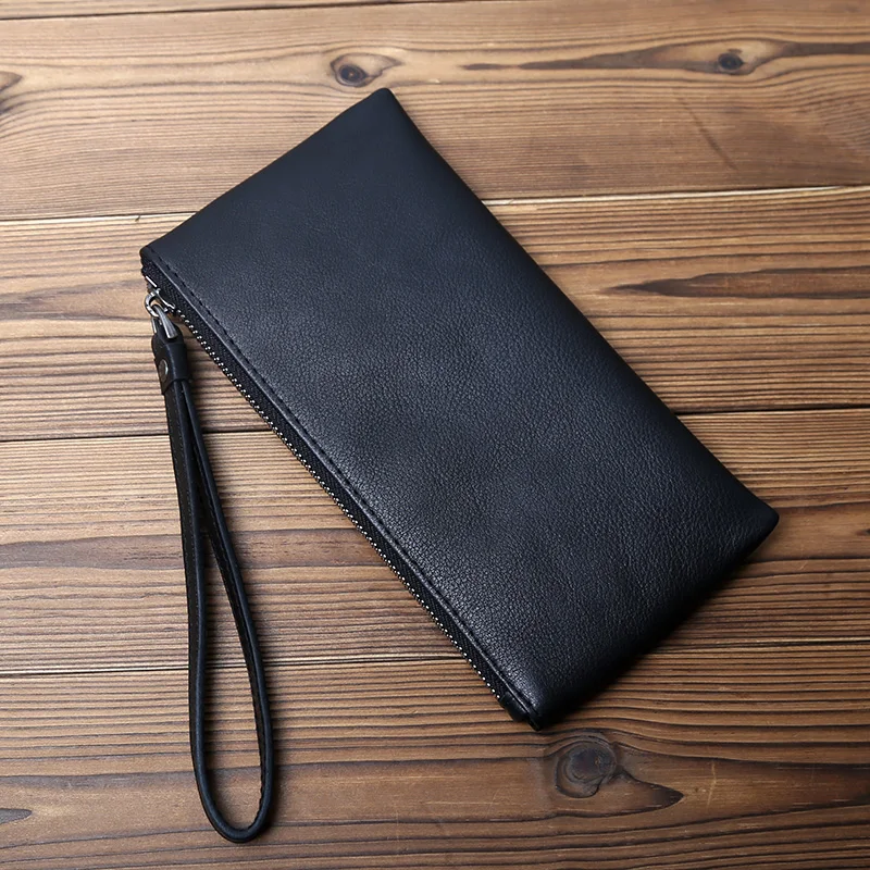 NZPJ Leather Men's Wallet Natural Leather Clutch Bag Long Bank Card Bag Large Capacity Coin Purse Casual Men's Mobile Phone Bag