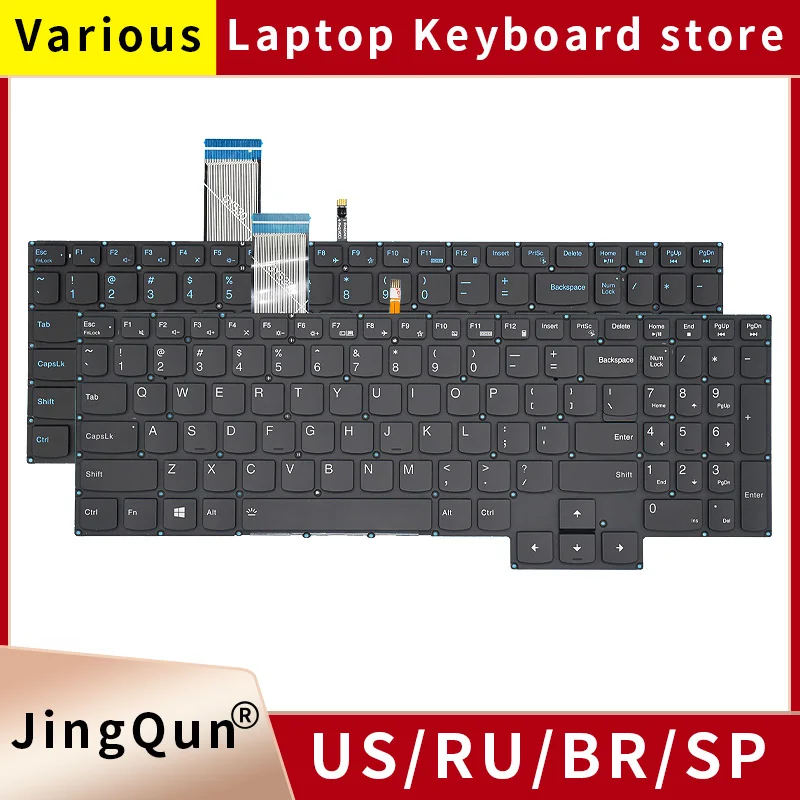 Teclado Retroiluminado para Lenovo Ideapad Gaming 15imh05 15arh05 15ach Gy530 Gy550 Gy570 R7000 Y7000 2023 ru sp Eua br Espanhol