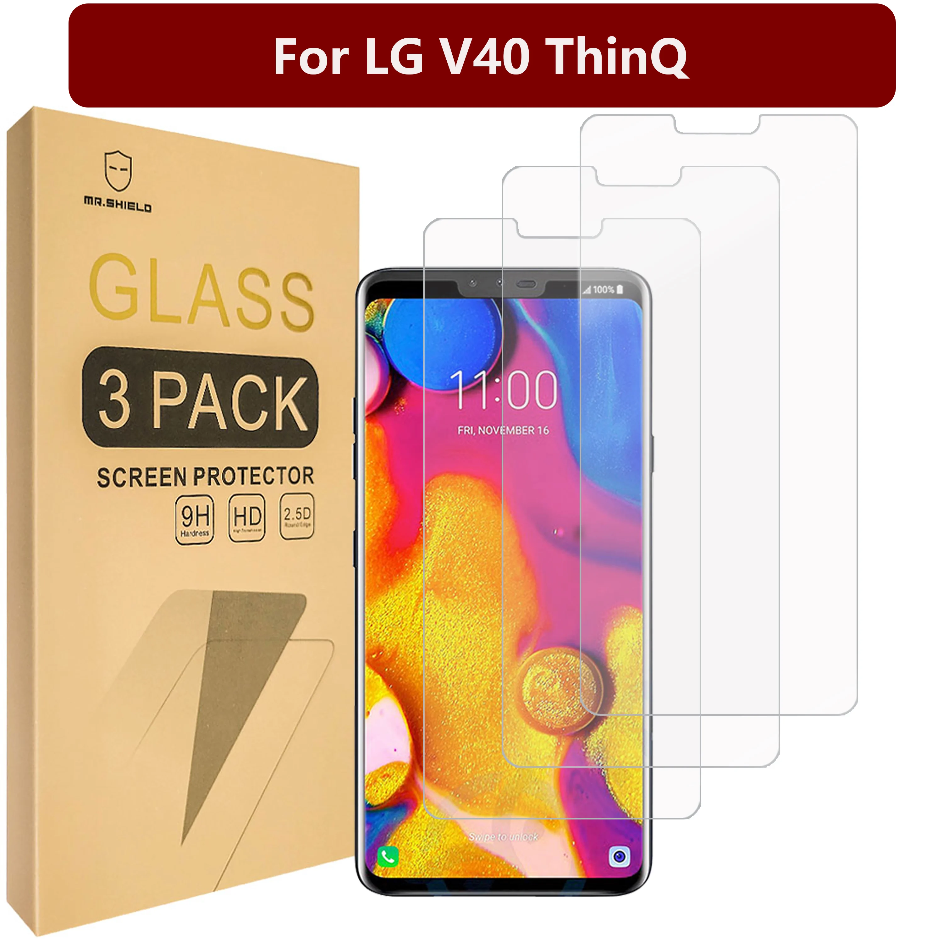 

Mr.Shield [3-PACK] Designed For LG V40 ThinQ [Tempered Glass] Screen Protector