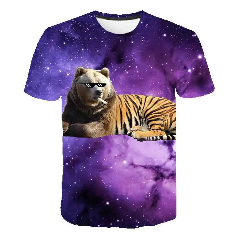 2022 New Summer Tiger 3D T Shirts Casual Boy girl Kids Fashion Short Sleeve boys girls Children Printed T-shirt Cool tops - tees t shirt kid