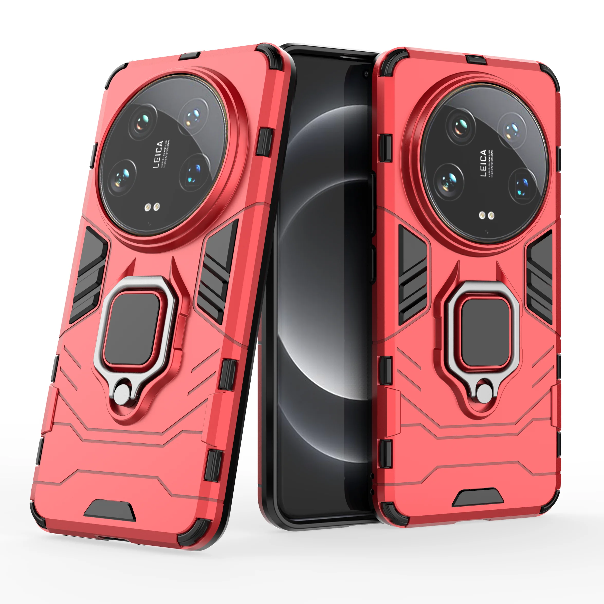 Durable Armor Shockproof Case with Metal Ring Stand & Bumper Protection