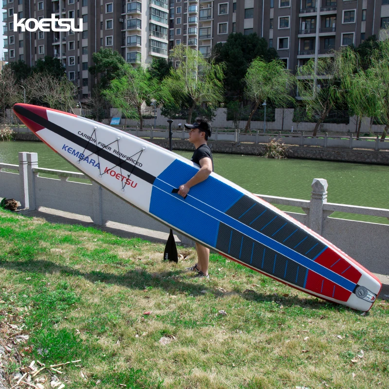 KOETSU Carbon Board Paddle Kayak Racing Surf Stand Board Inflatable Surfboard Paddle Accessories Inflatable Boat 12ft 14ft PVC for surf inflatable stand up paddle board set