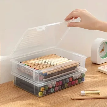 Astuccio ad alta capacità in plastica trasparente per schizzi, pennarelli, matite colorate, organizer per pittura, essenziali per il ritorno a scuola