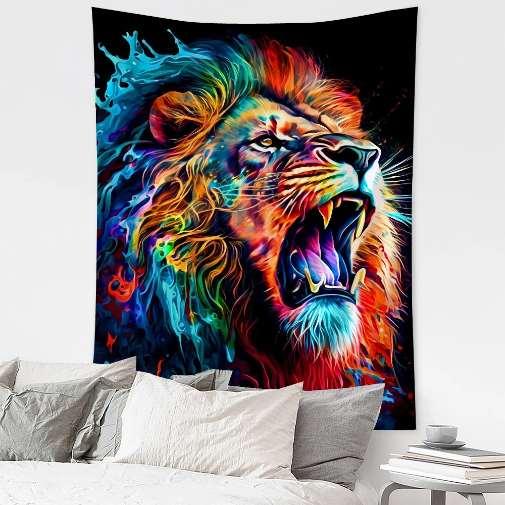 Tapestry Decor Fierce Lion Hippie Bohemian Wall Hanging for Bedroom