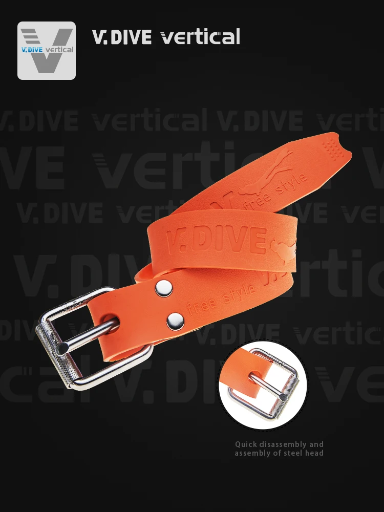Taiwan V DIVE professional free diving counterweight belt with stainless steel quick release buckle 1250MM natural rubber strip