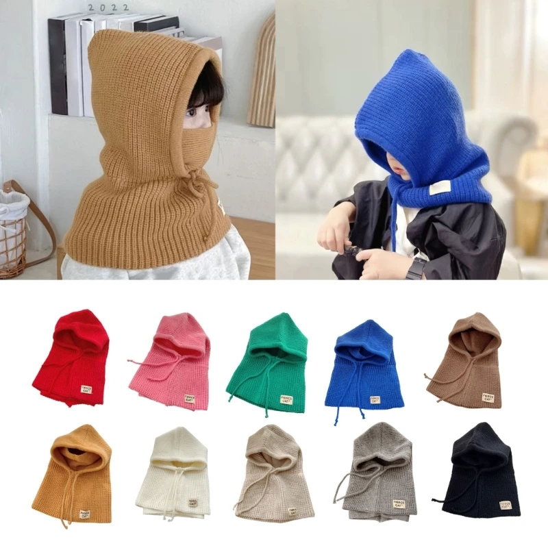 Practical and Stylish Beanie Children's Hat Scarf Set for Winter Solid Color Adjustable Hat Scarf for Boys and Girls