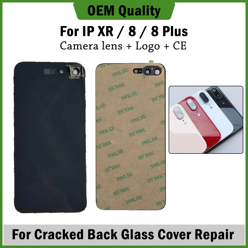 

Camera Lens With Back Glass Panel 8G 8 Plus XR Replacement Battery Cover Rear Housing With Double Sided Adhesive And Logo CE