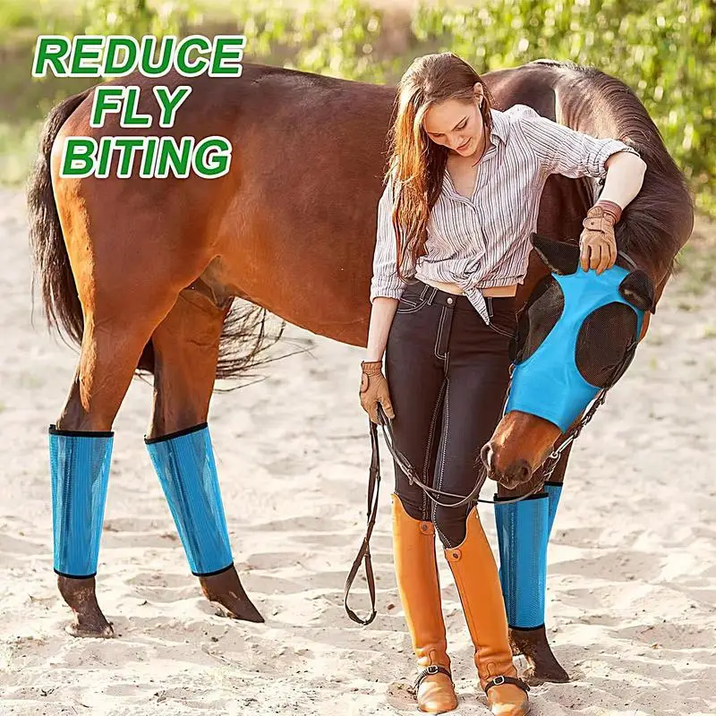 Horse Leggings Preventing Flies Mesh Fly Boot Horse boot leg covers and horse fly masks Anti Fly Stretchy Knitted Mesh Mask 6