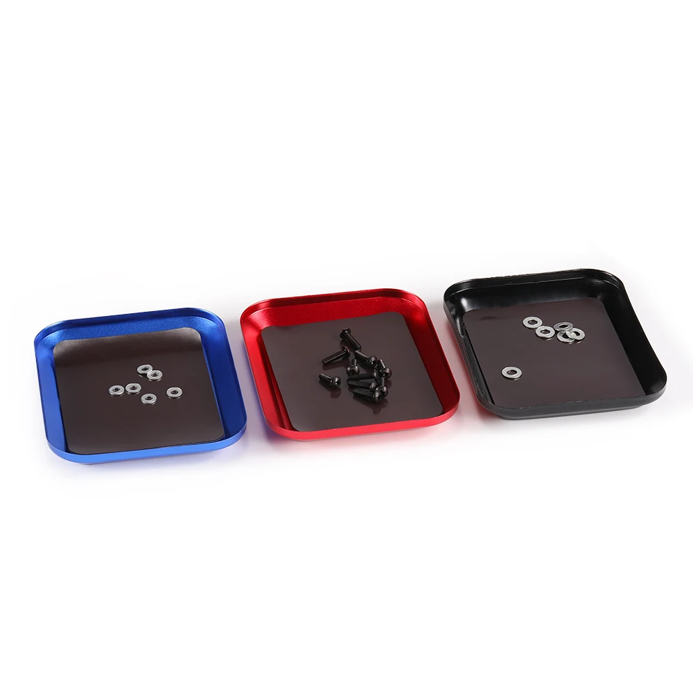 Shaluoman Repair Tool Finishing Box 106*86*12mm Aluminium Magnetic Screw Tray Nut Gasket Storage Tool for RC Crawler Car RC Boat 6