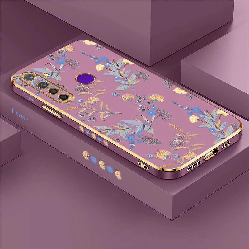 Elegant Floral Silicone Phone Case with Plating Lens Protection & Shockproof Design