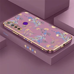 Custodia per telefono in silicone floreale elegante con protezione per l'obiettivo in placcatura e design antiurto