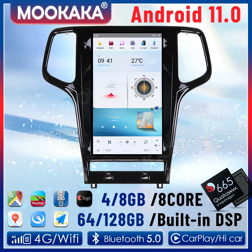 

2 Din Android 11.0 8G+128GB Car Radio Multimedia Player For Jeep Grand Cherokee 2008-2020 GPS Navi Auto Stereo Head Unit Carplay