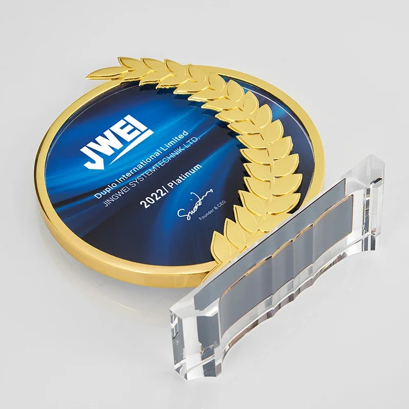 Customized Round Crystal Medal, Creative Metal Ear of Wheat, Customized, Excellent Workers, Annual Meeting Award, Home Decor 1pc