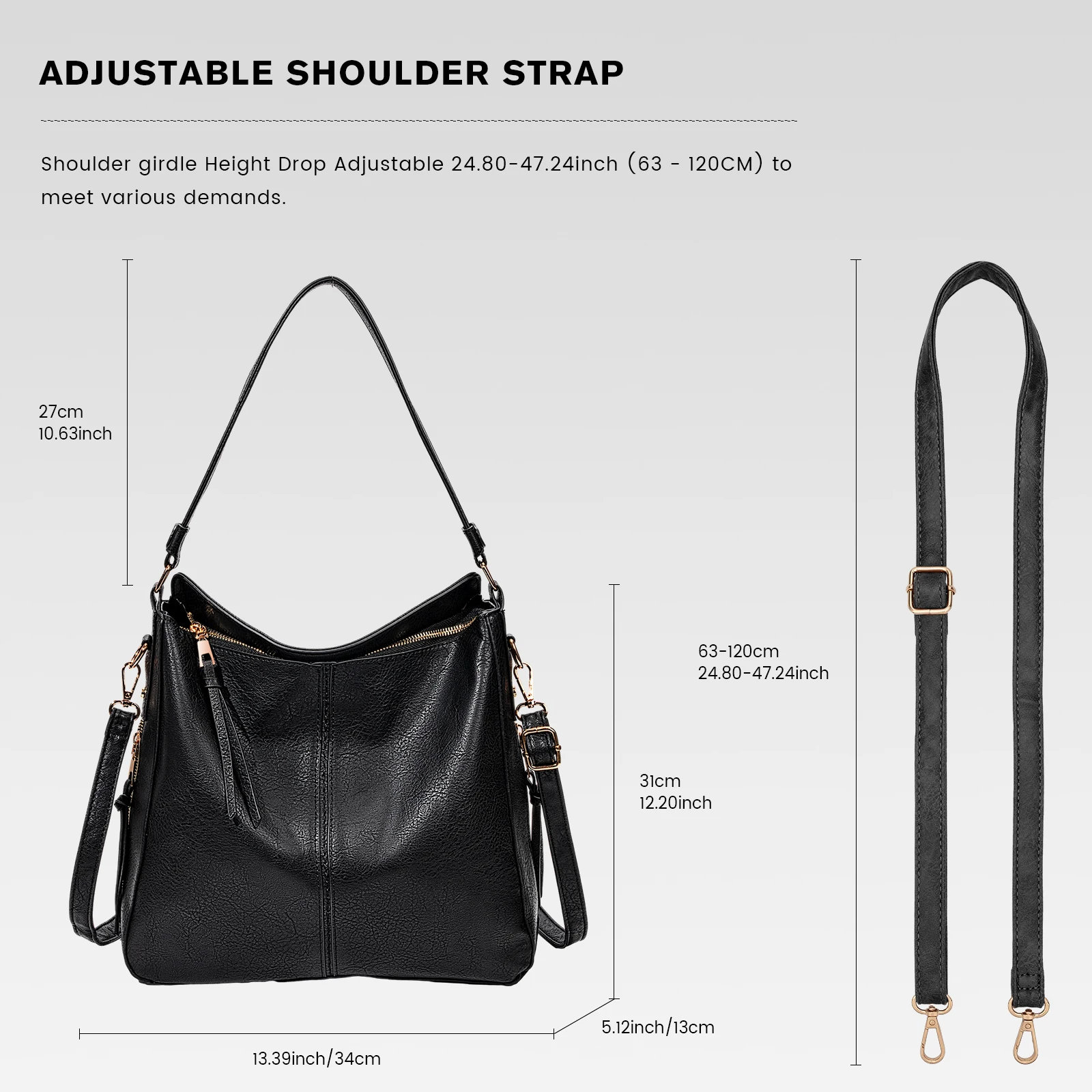 MOLSHINE Large Hobo Hangbag, Vegan Leather Chic Shoulder Totes Bags and Purses,Top Handle Crossbody Satchel for Women Girl Lady