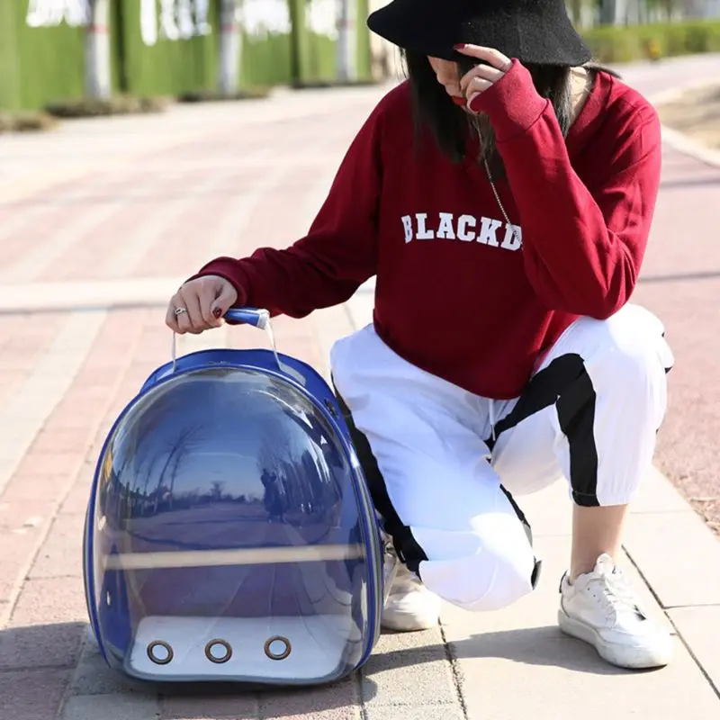 New Pet Parrot Carrier Bird Travel Bag Space Capsule Transparent Backpack Breathable 360degree Sightseeing