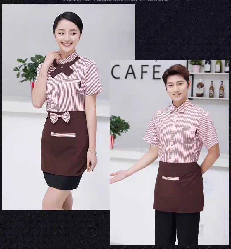 2024 Sommer Hotel Kurzarm Kellnerin Uniform Catering Restaurant Arbeits kleidung Hotpot Kellner Arbeits kleidung Konditorei Uniform Shirt – Detail 5