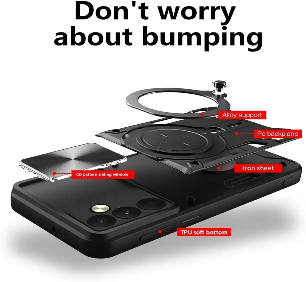 Shockproof Protective Phone Case with Stand Holder and Lens Protection