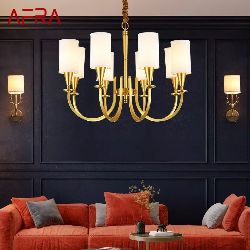 

AFRA American Brass Pendent Lamp Luxurious Living Room Restaurant Bedroom Retro Hotel Villa Chandelier