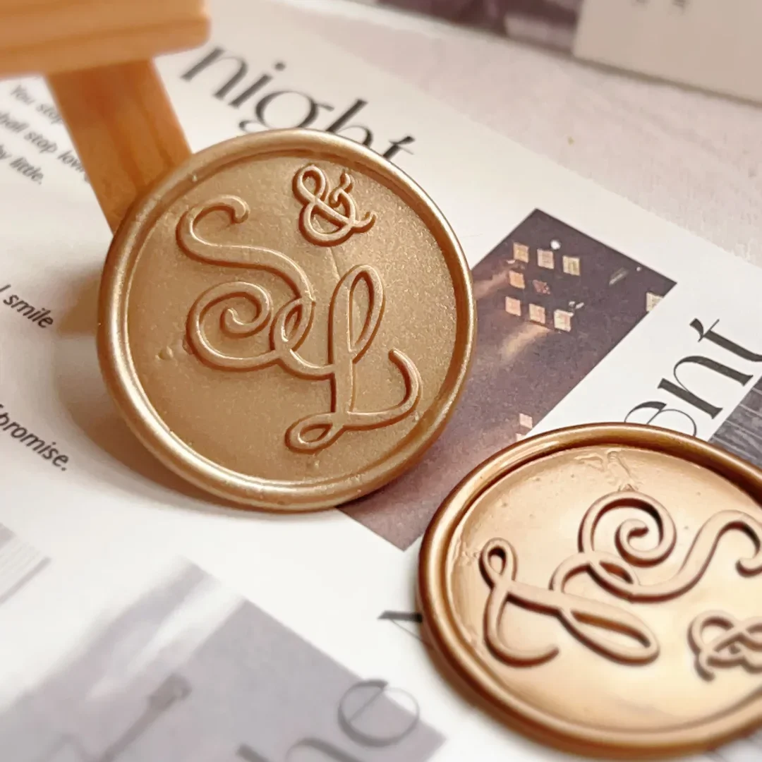 

Personalized 2 Initial Wax Stamp Head Vintage Brass with Handle for Wedding Invitations Party Envelope Signature Keepsake Gift