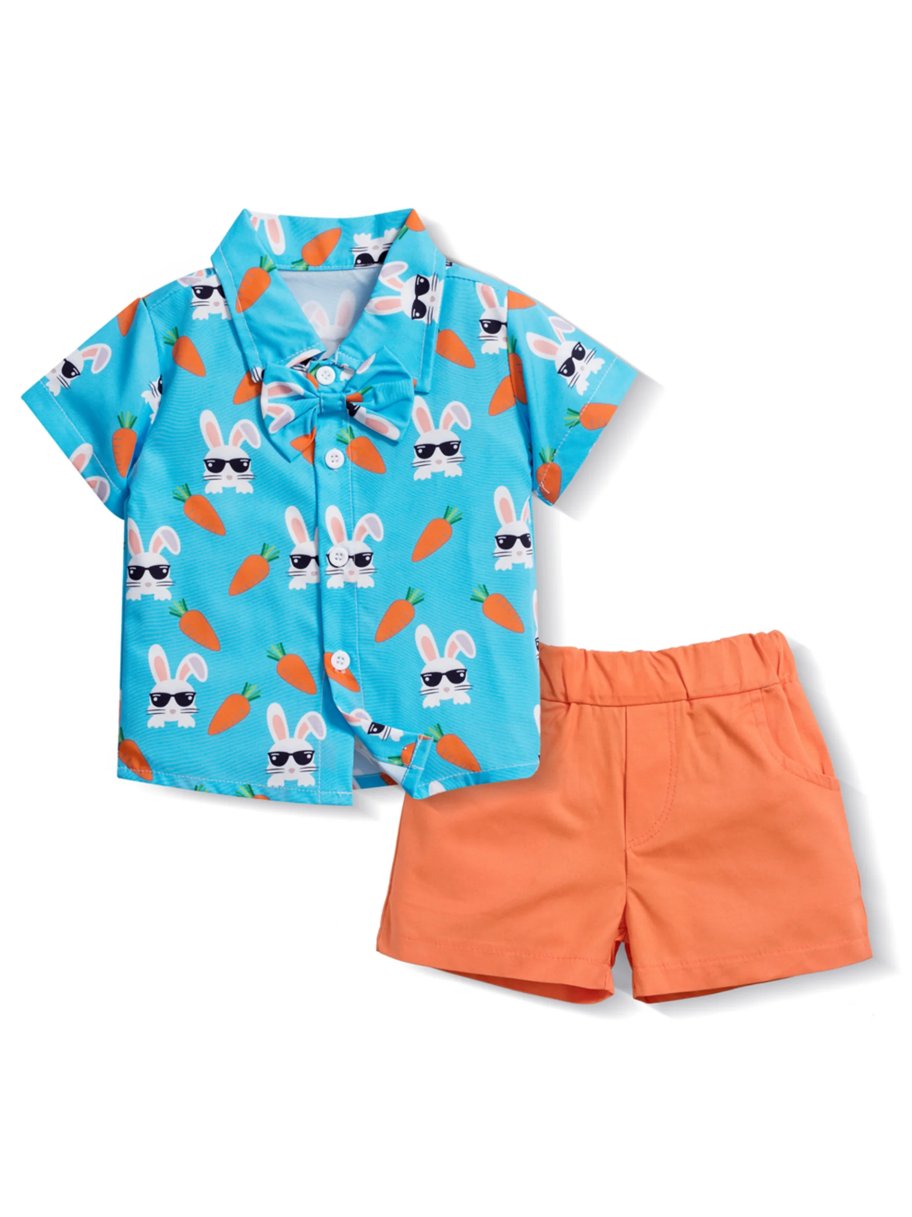 

Easter Clothes for Baby Boys Children Summer Fashion Cartoon Rabbit Outfit 3PCS Suit Kid Cotton Casual Daily Set Toddler Dress