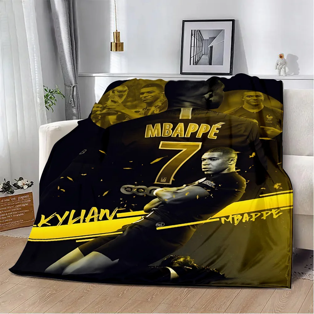 Printed Blanket Picnic Blanket Football K-Kylian Star M-Mbappé  Warm Blanket Soft and Comfortable Home Travel Birthday Gift 5