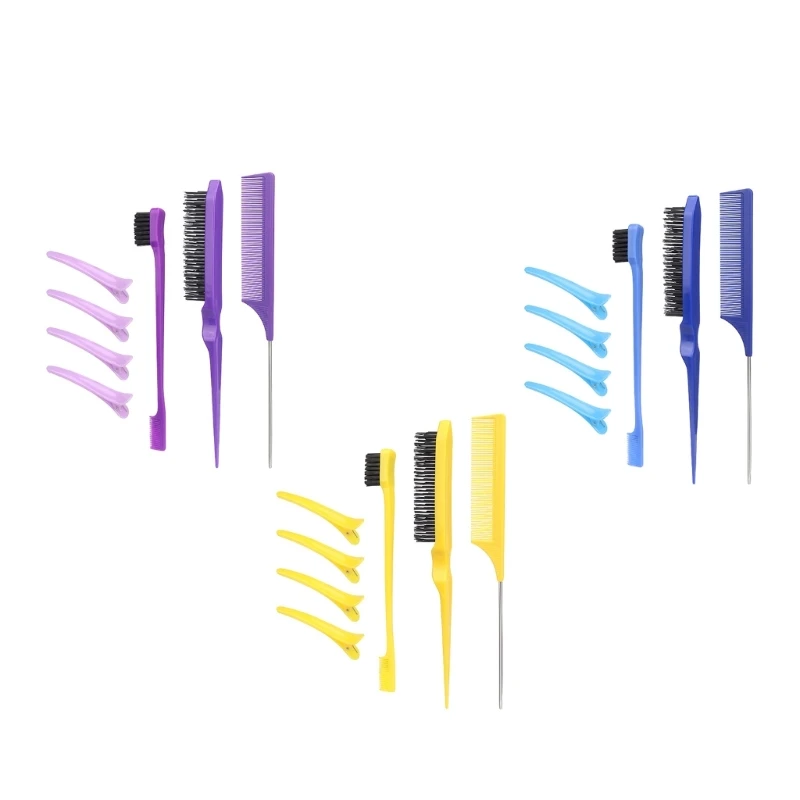 

7 шт., заколка для волос, щетки для волос, щетка для салона, двухсторонняя щетка для края волос, гладкая расческа для ухода за