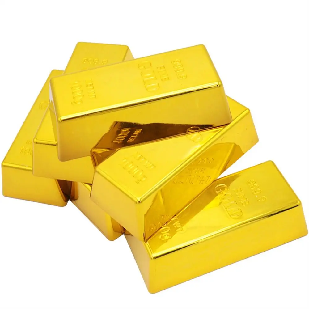 

Simulation Fake Gold Bar Office Accessory Door Stop Paperweight Bullion Bar Movie Prop Plastic Golden Brick Home Decor