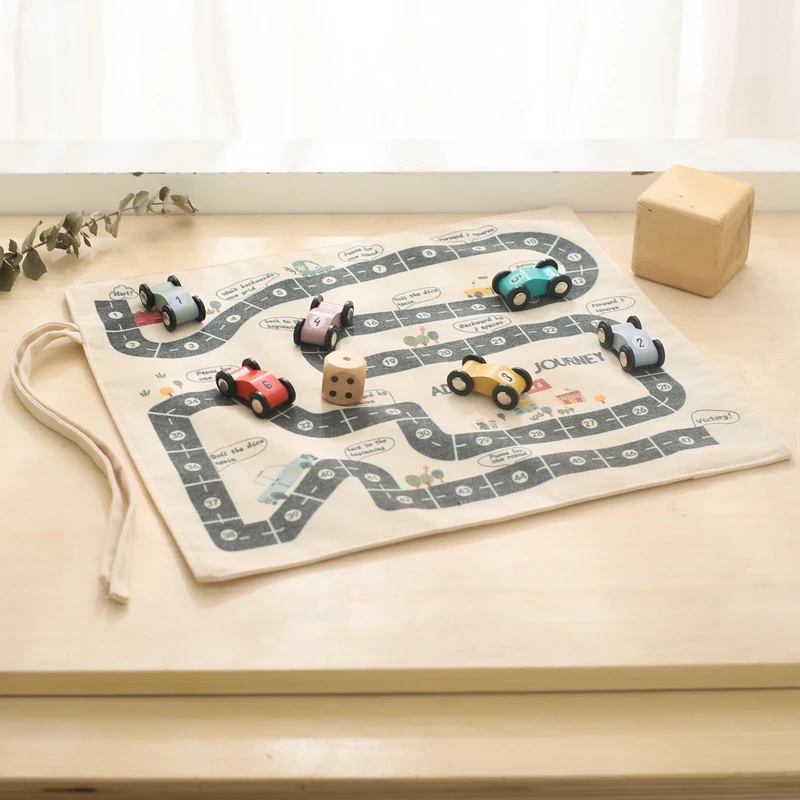 Children's Montessori Traffic Toy 35*31 CM Baby City Traffic Road Map Game Wooden Car Educational Toy Gift Cartoon City Kid Game