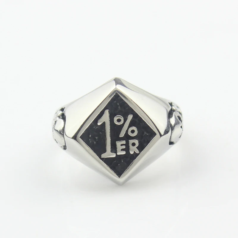 Uomo 1% Er One Percenter Biker Motorcycle Club Skull Anello In Acciaio Inossidabile