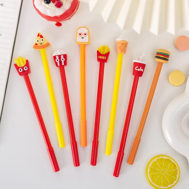 10Pcs/Set Creative Simulation Food Gel Pen Fries Cola Burger Cartoon Signature Pen Cute Gel Pen School Writing Pens Stationery images - 6