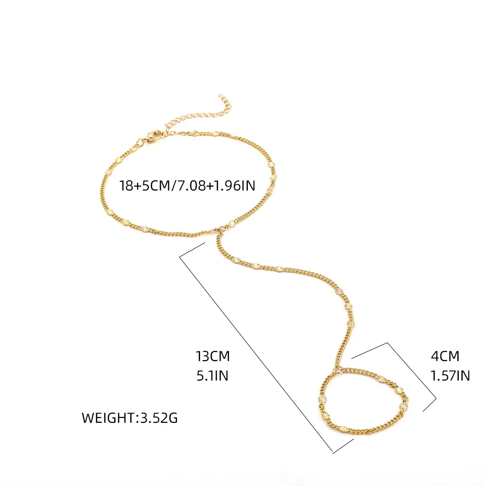 Dainty Hand Chain Bracelet Ring Gold Plated Connecting Harness Bracelets. S23e4c64ca58247d59eeaabb955666fd79